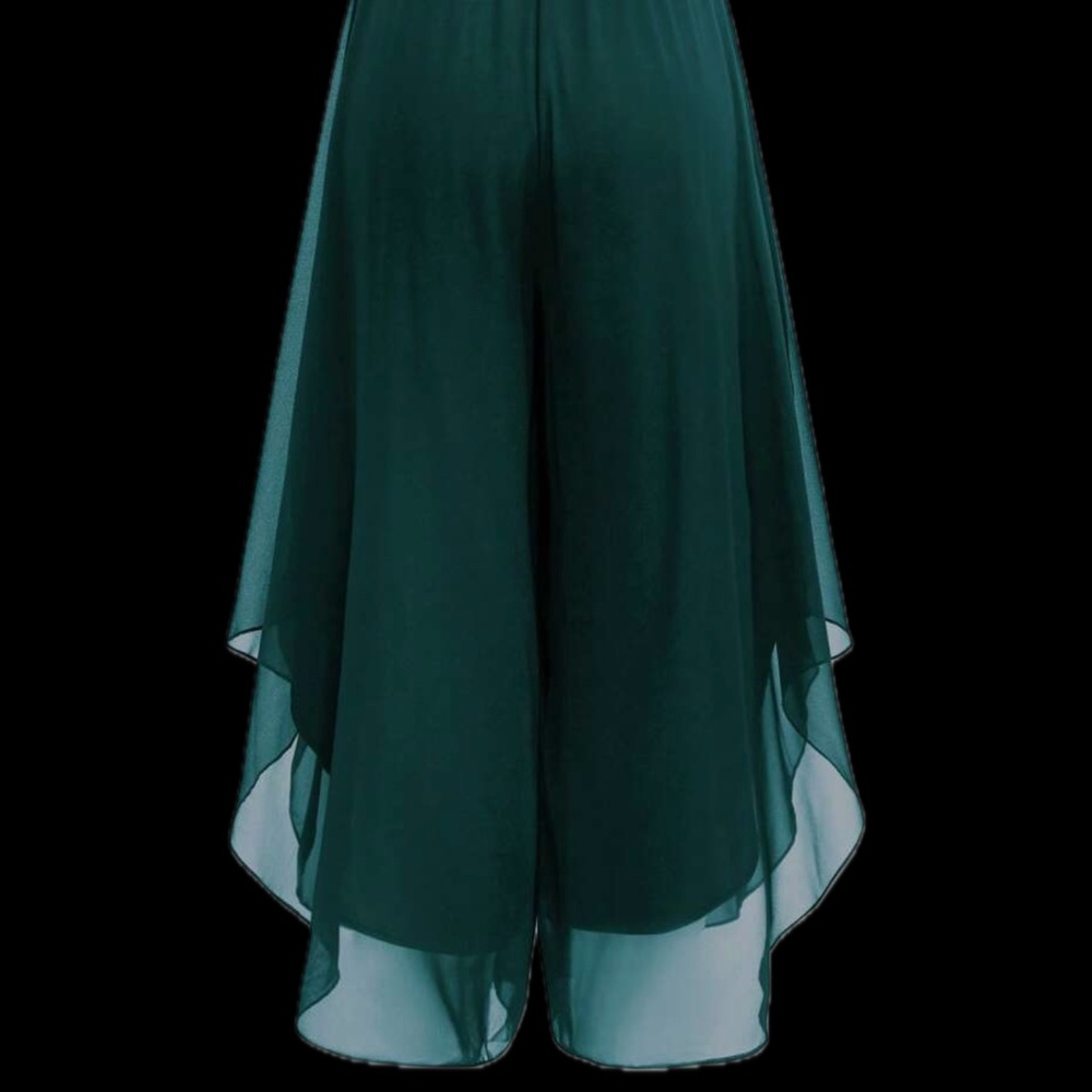 Dark Green chiffon pants